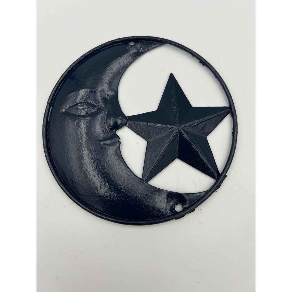 VTG 90s Celestial Vibe Metal Moon & Star Wall Hanging Decor In/Outdoor Navy Blue